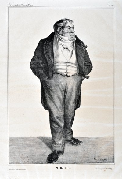 Konstverk av Honore Daumier (1808-1879). Charivari är från 1833: Serie Celebrites de la caricature "" Mr. Baill..."" KONSTMUSEET - PALACE LONGCHAMP, MARSEILLE av Honoré Daumier