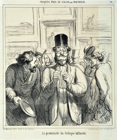 Konstverk av Honore Daumier (1808-1879). Charivari är från 1865: Serieskisser tagna på Salon La promenade du Critique inflytelserika MUSEE DES BEAUX ARTS - PALAIS LONGCHAMP, MARSEILLE av Honoré Daumier