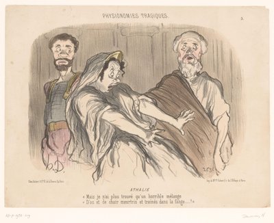 Atalja ser en skrämmande vision Athalie (titel på objekt) Tragic Faces (serietitel) Physionomies tragiques (serietitel på objekt) av Honoré Daumier
