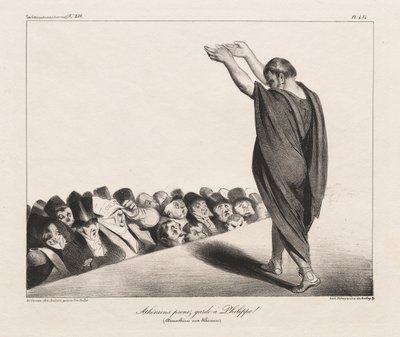 Atenare Akta dig för Philip! (Demosthenes till atenarna) av Honoré Daumier