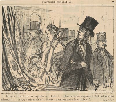 Blir du klar med att titta på de där sjalarna snart? av Honoré Daumier