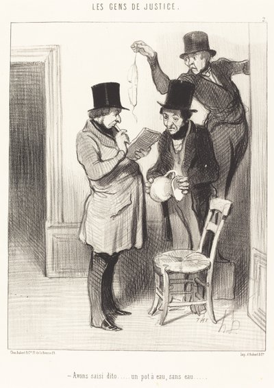 Vi beslagtog dito... en vattenkanna, utan vatten av Honoré Daumier