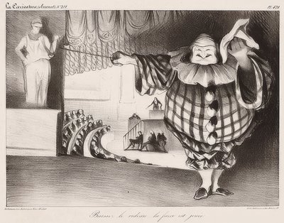Sänk ridån, Farsen spelas / Senkt den Vorhang, die Posse ist (även: La Caricature nr 201, 11.09.1834). 1834 av Honoré Daumier