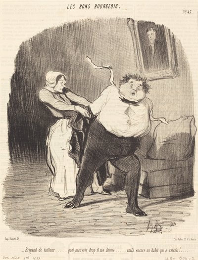 Skräddare... ännu en kappa... krympt! av Honoré Daumier