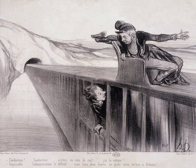 Tecknad serie av Daumier "" Les Chemins de Fer"", nd. 1800-talet av Honoré Daumier