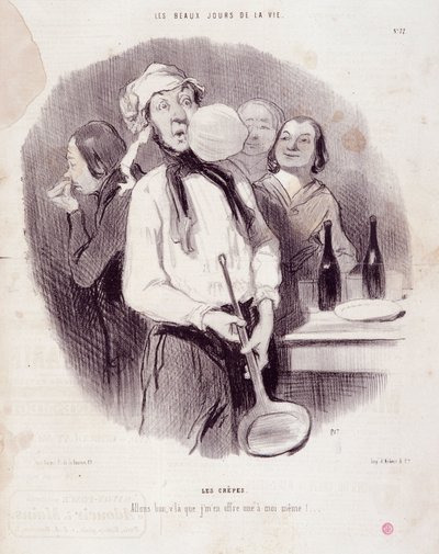 Tecknad film av en klumpig man. Serien "" Les Beaux Days de la Vie"": "" Les crepes... "" Gravyr av Honore DAUMIER (1808-1879). Utdrag ur tidningen "" Le Charivari"" 14 november av Honoré Daumier