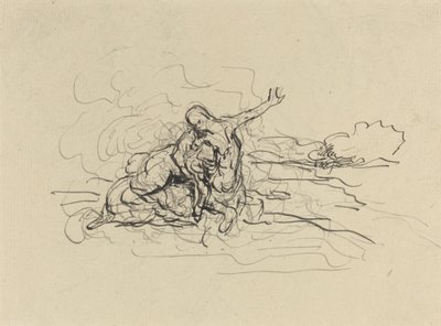 Kentaur som bär bort en kvinna av Honoré Daumier