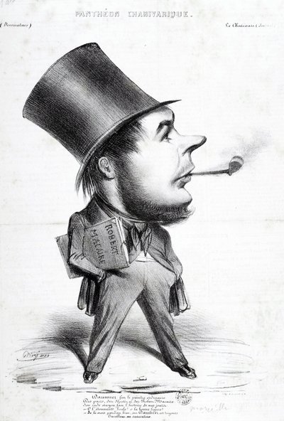 Charivaric Pantheon: Tecknad av Honore Daumier (1808-1879), fransk gravör, målare och skulptör. Gravyr i "" Le Charivari"". Mått: 32x22cm. Arbaud Museum. av Honoré Daumier