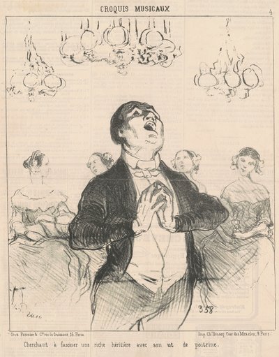 Försöker fascinera en rik... av Honoré Daumier