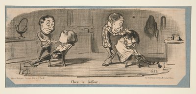 Hos skräddaren, hos frisören, i Charivari, 3, 16 och 19 februari 1853 av Honoré Daumier