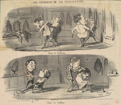 Hos skräddaren hos frisören av Honoré Daumier