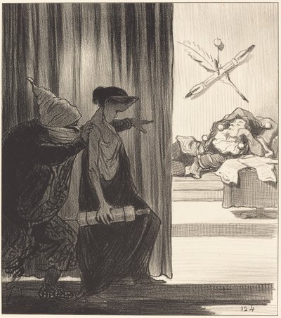 Clytemnestra knuffad av mimi Véron... av Honoré Daumier