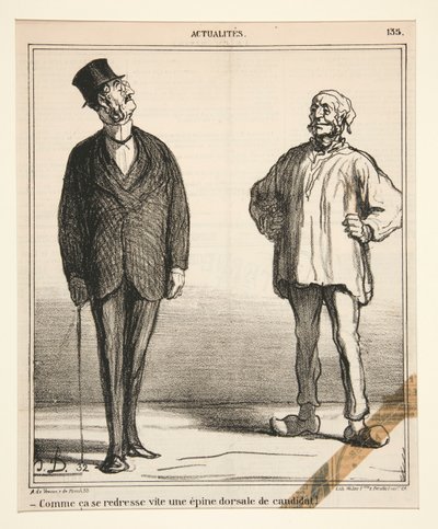 Hur snabbt en kandidats ryggrad rätas ut!, från Actualites av Honoré Daumier