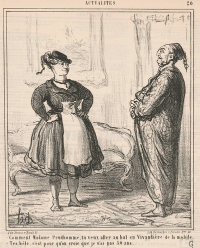 Hur Madame Prudhomme ... Som en vivandière ... av Honoré Daumier