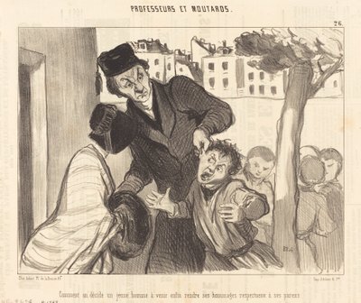 Hur bestämmer man sig för att en ung man ska komma... av Honoré Daumier