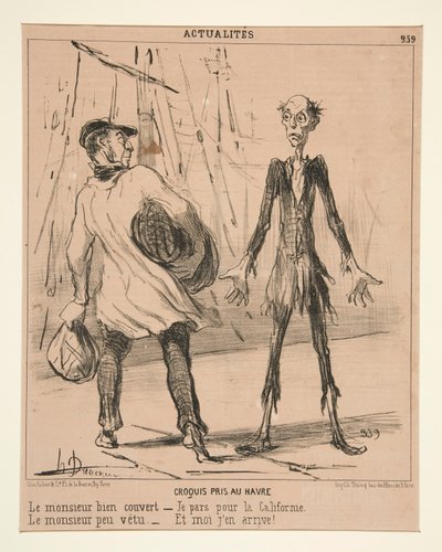 Sketch tagen i Le Havre: Den vältäckta gentlemannen av Honoré Daumier