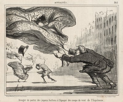 Risk för att bära ballongunderkjolar under dagjämningsstoringarna, publicerad 3 april av Honoré Daumier