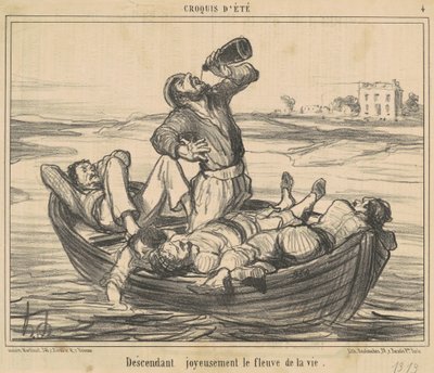 Lyckligt nedför livets flod av Honoré Daumier