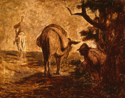 Don Quijote och Sancho Panza avlastar sig själv, ca. 1855 av Honoré Daumier