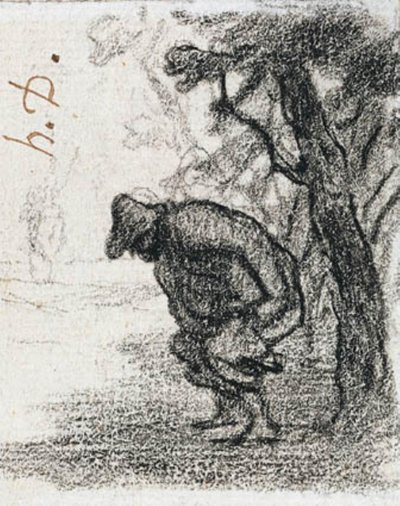 Don Quijote och Sancho Panza bakom ett träd av Honoré Daumier