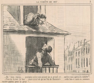 Hallå! Ja, granne... varför tryckte du... av Honoré Daumier