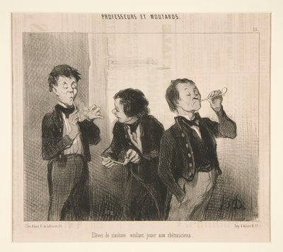 Elever i sjätte klass som vill spela retoriker, från professorer och Moutards av Honoré Daumier