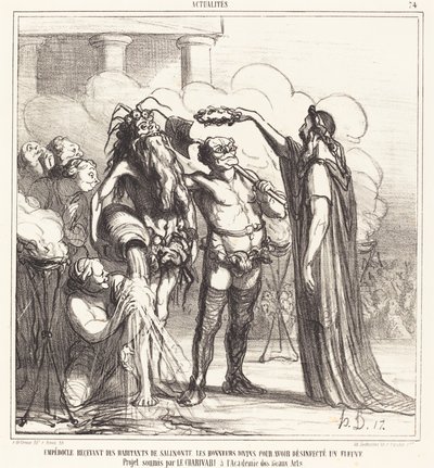 Empedokles tar emot... gudomlig utmärkelse... av Honoré Daumier