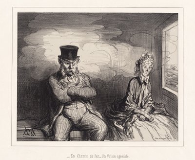 På järnvägen... En trevlig granne av Honoré Daumier
