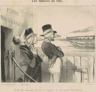 Och... Voila... Resenärerna som passerar oss framför näsan på oss! av Honoré Daumier