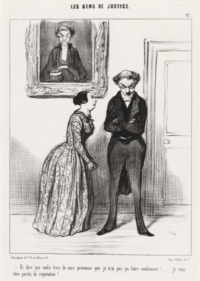 Och att tänka att här är tre... varnade för att jag inte kunde få dem dömda!... av Honoré Daumier