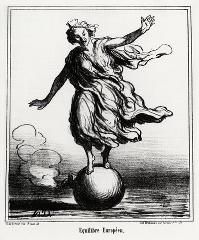 Europeisk balans. Illustration av Honore Daumier (1808-1879), publicerad i tidningen Charivari den 3 april. av Honoré Daumier