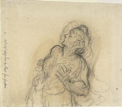 Skrämd kvinna av Honoré Daumier