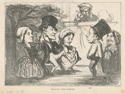 Stor bal med en liten orkester... (rekto); Ett allmänt partnerskap (tillbaka) av Honoré Daumier