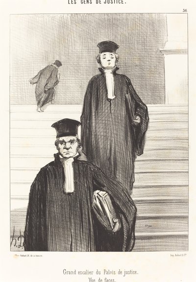 Stor trappa till tingshuset. Frontvy av Honoré Daumier