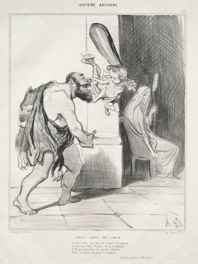 Herkules tämjas av kärlek av Honoré Daumier