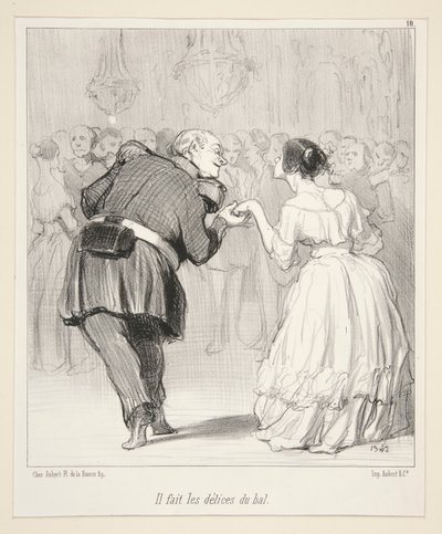 Han gör bollens nöjen., från Les Banqueteurs av Honoré Daumier