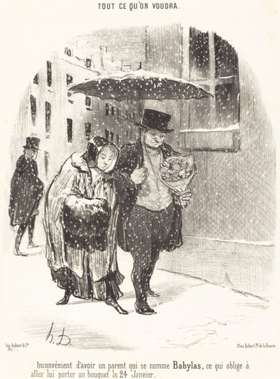 Nackdel med att ha en förälder som heter Babylas... av Honoré Daumier