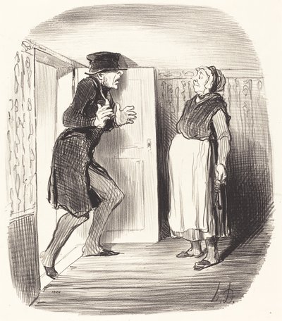 Nackdel med att besöka en mezzanin utan försiktighet... av Honoré Daumier