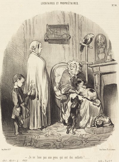 Jag hyr inte ut till folk som har barn! av Honoré Daumier