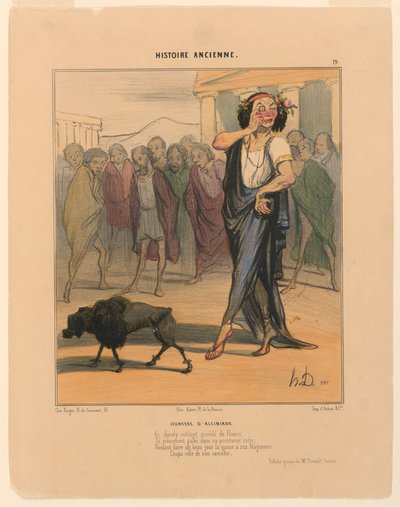 Youth of Alcibiades, skylt 19 från Ancient History av Honoré Daumier