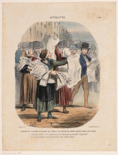Tidningsförsäljare Aktuellt (serietitel) Aktualiteter (serietitel på objekt) av Honoré Daumier