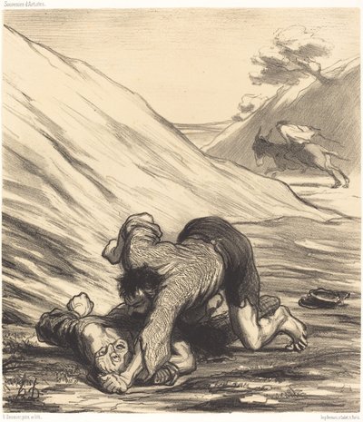 Åsnan och de två tjuvarna av Honoré Daumier