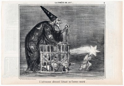 Kometen 1857, den tyska astronomen som släpper en berömd anka, från Le Charivari, pub. 1858. av Honoré Daumier