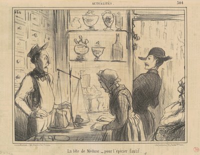 Medusas huvud för den kränkande livsmedelsaffären av Honoré Daumier
