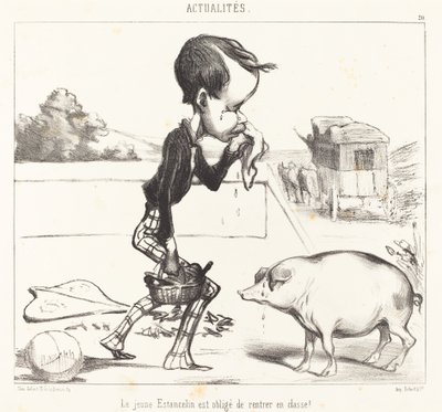 Unga Estancelin är skyldig att återvända till klassen! av Honoré Daumier