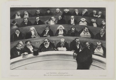 Le Ventre Législatif: Aspect des bancs ministériels de la chambre improstituée de 1834, eller Den lagstiftande magen: Vinkel på ministerbänkarna i Prostitutionskammaren från 1834 av Honoré Daumier