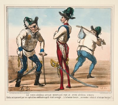 Gamle general Giulay ersatt av unge general Schlick av Honoré Daumier