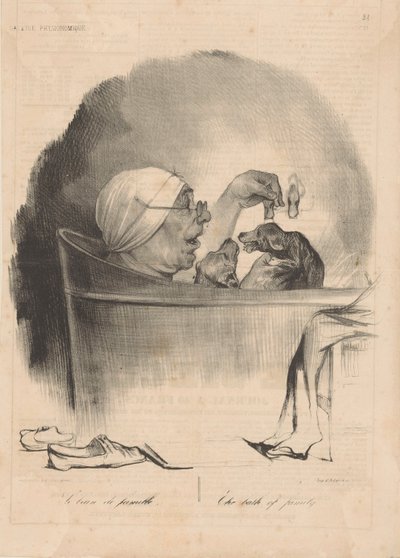 Le bain de famille Familjens bad, 1837. av Honoré Daumier