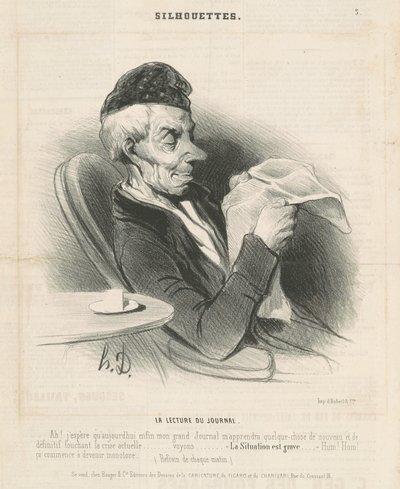 läser tidningen av Honoré Daumier