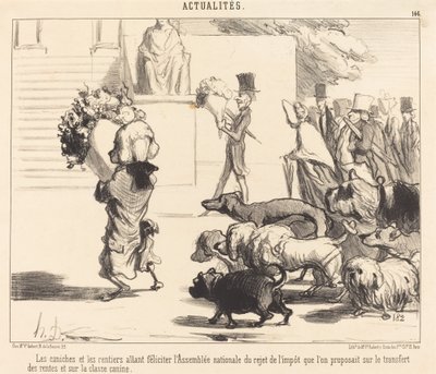 Pudlar och pensionärer kommer att gratulera församlingen... av Honoré Daumier